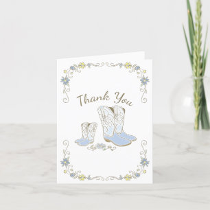 Carte De Remerciements Cowboy Baby shower Pays Western Blue Boy