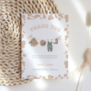 Carte De Remerciements Cowboy Western Light Brown Baby shower garçon