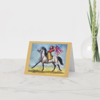 Carte De Remerciements Cowgirl sur un cheval au galop Peinture originale