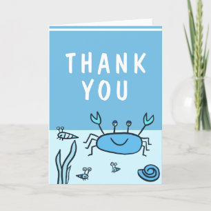 Carte De Remerciements Crabe Sea Animaux Motif mignon garçon Anniversaire