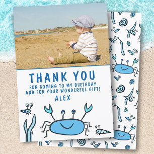 Carte De Remerciements Crabe Sea Animaux Motif mignon Garçon Anniversaire