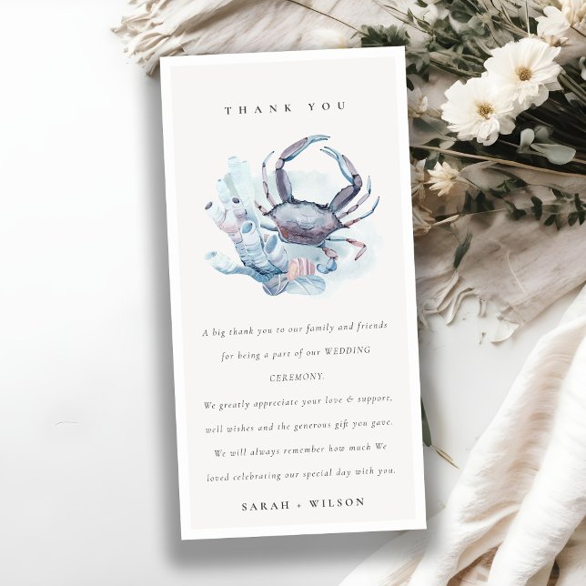Carte De Remerciements Crabe sous-marin Muet Corail Mariage nautique (Créateur téléchargé)
