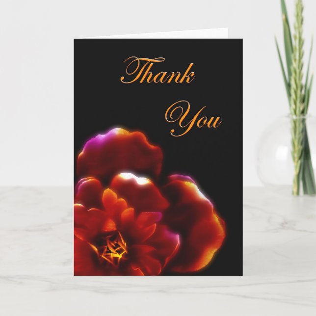 Carte de remerciements cramoisi de fleur (Devant)