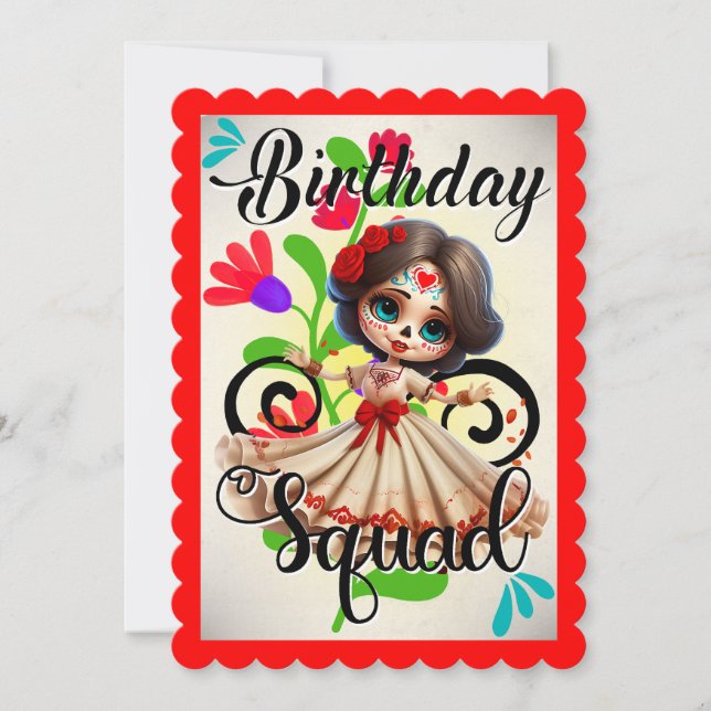 Carte De Remerciements Crâne à sucre cuite Anniversaire (Devant)