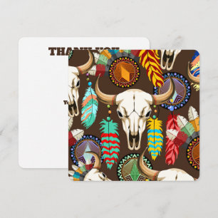 Carte De Remerciements Crâne de Buffalo Emblème Amérindien