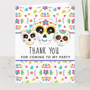 Carte De Remerciements Crâne de Sucre Dia de La Muerte Anniversaire Hallo