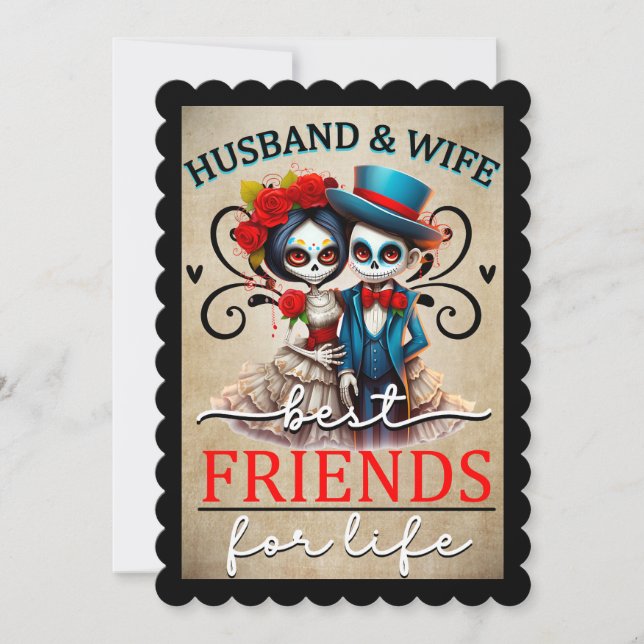 Carte De Remerciements Crâne de Sucre Mignon (Devant)