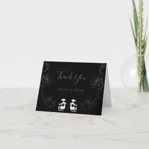 Carte De Remerciements Crâne noir gris jusqu'à la mort Do Us Part Mariage