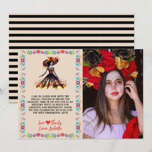 Carte De Remerciements Crâne sucre Dia de los Muertos Jour des morts