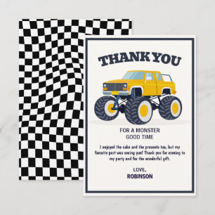 Carte De Remerciements Crash Smash - Jaune moderne Monster Camion Anniver