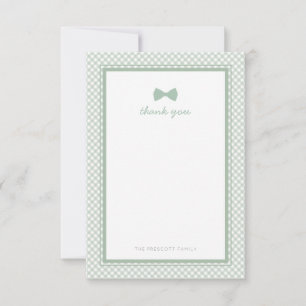 Carte De Remerciements Cravate verte en vichy mignonne baby shower de  ar