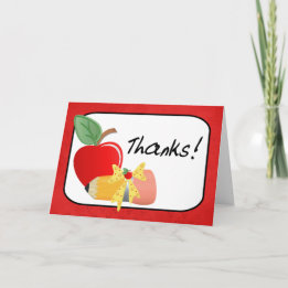 Carte De Remerciements Crayon mignon et pomme coloré Appréciation de l'en
