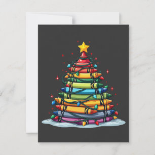 Carte De Remerciements Crayon Noël Arbre Enseignant Noël Étudiant Noël