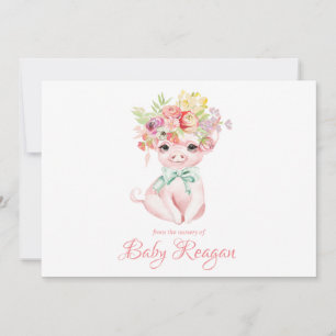 Carte De Remerciements Crèche peu de baby shower porcin de monogramme