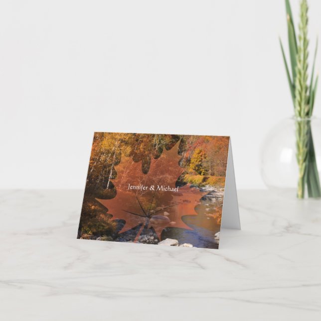 Carte De Remerciements Creekside woods feuille d'érable mariage de automn (Devant)