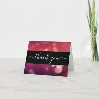 Carte De Remerciements Créez votre propre Bokeh personnalisé noir et rose