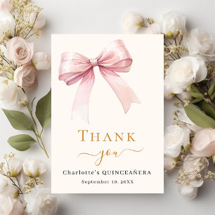 Carte De Remerciements Crème arc rose Quinceanera