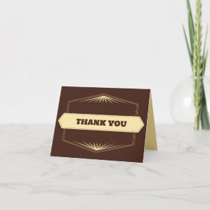 Carte De Remerciements crème brune étiquette