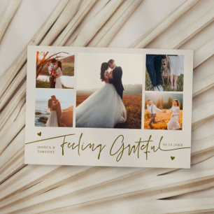 Carte De Remerciements Crème de mariage multi-photo « Feeling Grateful »