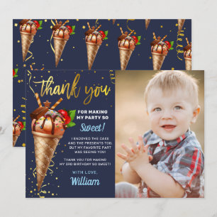 Carte De Remerciements Crème glacée au chocolat d'or Anniversaire Photo b