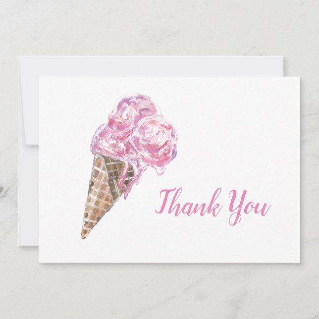 Carte De Remerciements Crème glacée aux fraises crémeuses (Devant)