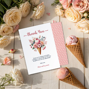Carte De Remerciements Crème glacée Floral Berry Cool Fille fête d'annive