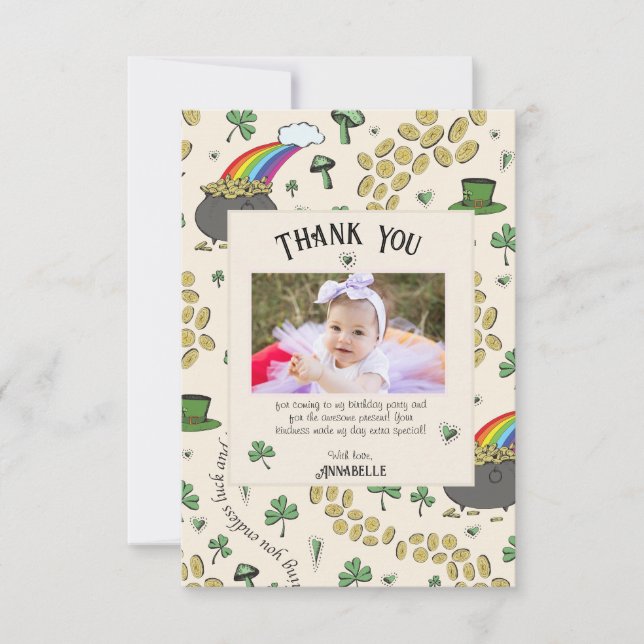 Carte De Remerciements Crème Irlandais Rainbow Clovers & Hearts Anniversa (Devant)