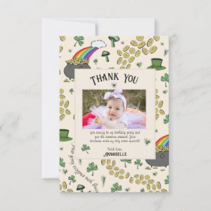 Carte De Remerciements Crème Irlandais Rainbow Clovers & Hearts Anniversa