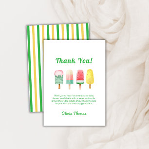 Carte De Remerciements Crème Jaune Verte Prêt À Pop Baby shower