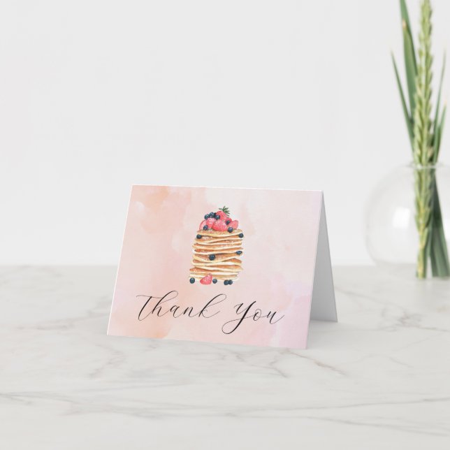 Carte De Remerciements Crêpes Aquarelle Rose Intérieur Vide (Devant)