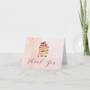 Carte De Remerciements Crêpes Aquarelle Rose Vide À L'Intérieur