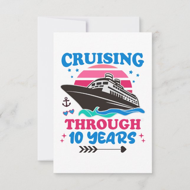 Carte De Remerciements Croisière Sur 10 Ans Mariage (Devant)