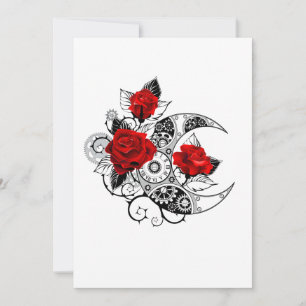 Carte De Remerciements Croissant mécanique avec roses rouges