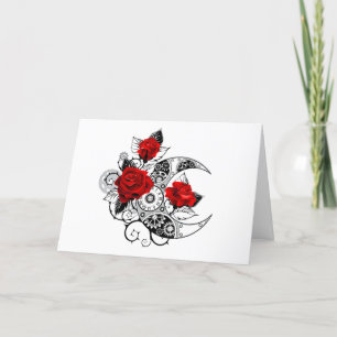 Carte De Remerciements Croissant mécanique avec roses rouges