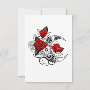 Carte De Remerciements Croissant mécanique avec roses rouges