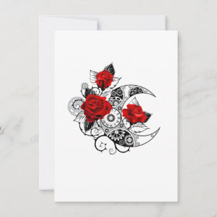 Carte De Remerciements Croissant mécanique avec roses rouges