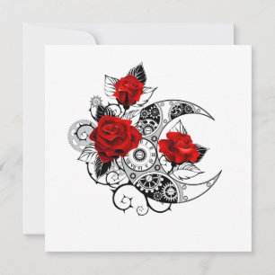 Carte De Remerciements Croissant mécanique avec roses rouges