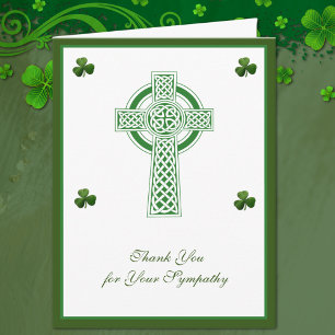 Carte De Remerciements Croix Celtique irlandaise catholique shamrock