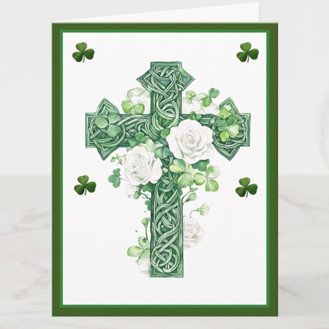 Carte De Remerciements Croix Celtique irlandaise catholique shamrock (Créateur téléchargé)