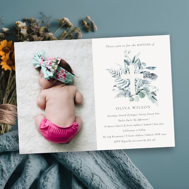 Carte De Remerciements Croix de la faune des eucalyptus bleus Photo Invit (Créateur téléchargé)