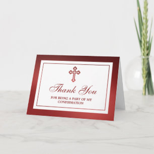 Carte De Remerciements Croix Rouge Métallique Sainte Communion Ou Confirm