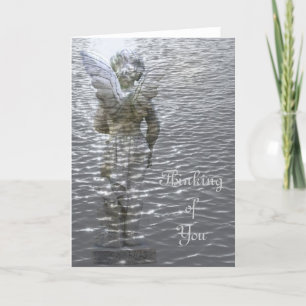 Carte De Remerciements Croix sainte d'ange dans l'eau pensant à vous