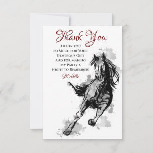 Carte De Remerciements Croquis à cheval à galoper