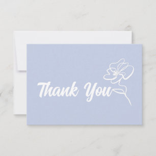 Carte De Remerciements Croquis floral bleu périphérique classique