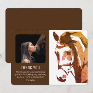 Carte De Remerciements Croquis moderne Brown et blanc PHOTO d'anniversair