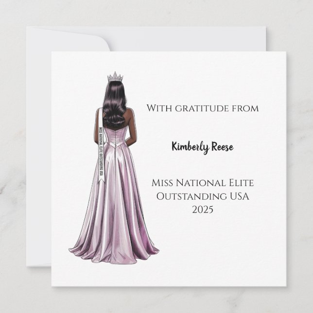Carte De Remerciements Crowned Beauty Queen Flat Thank You Card (Devant)