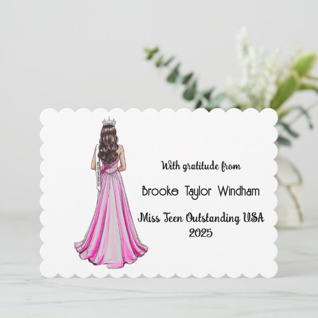 Carte De Remerciements Crowned Queens Custom Pageant Thank You Card (Debout devant)