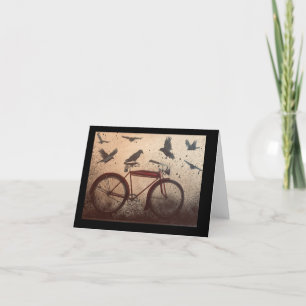 Carte De Remerciements Crows se rassemblent sur un vélo rouge vintage