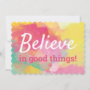 Carte De Remerciements Croyez aux choses positives Citation Aquarelle