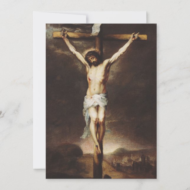Carte De Remerciements Crucifixion par Bartolome Esteban Murillo (Devant)